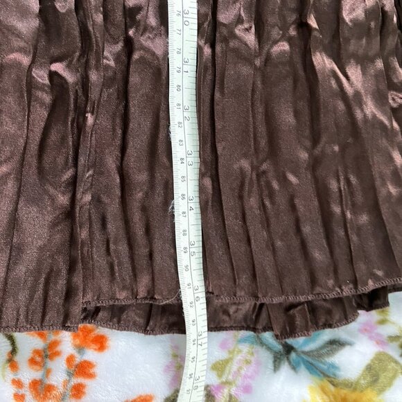 Vintage Le Chateau Maxi Skirt Womens S Tiered Brown Satin Sequin Y2K Made Canada - Picture 8 of 9